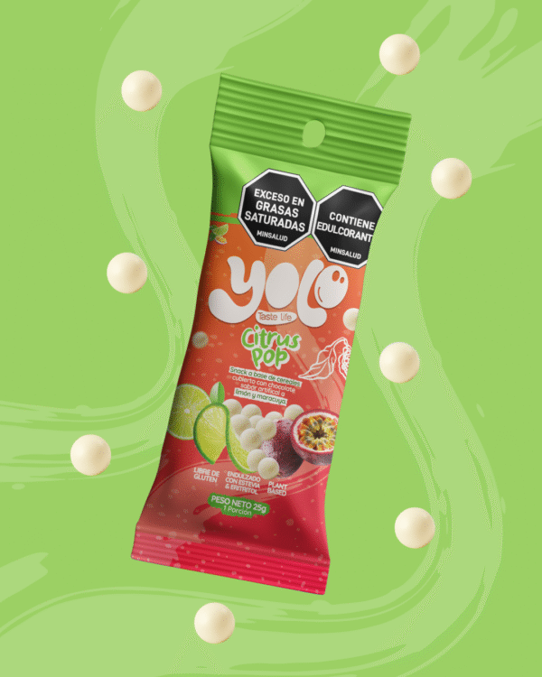 Citrus Pop | Snack saludable de Arroz y Frijol con Chocolate Blanco, Sabor Limón Maracuyá sin Azúcar - Imagen 2