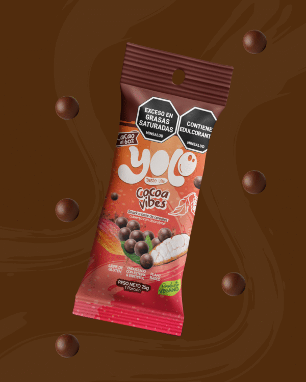 Cocoa Vibes | Snack saludable de arroz y frijol, chocolate saludable con cacao oscuro al 60% sin azúcar - Imagen 2