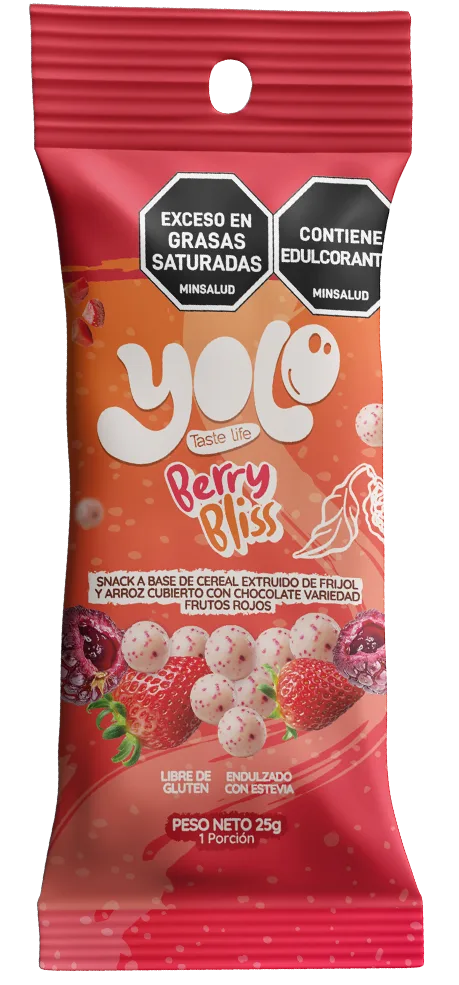 Snack YOLO cubierto con una fina capa de chocolate blanco