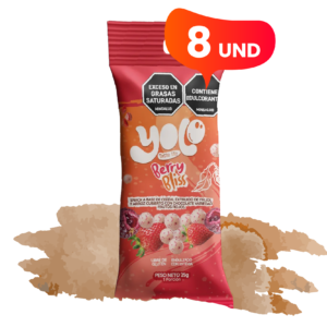 Berry Bliss | Chocolate saludable relleno de arroz y frijol, cubierto de chocolate blanco y frutos rojos en un dulce sin azúcar (x8)