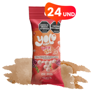 Berry Bliss | Chocolate saludable relleno de arroz y frijol, cubierto de chocolate blanco y frutos rojos en un dulce sin azúcar (x24)