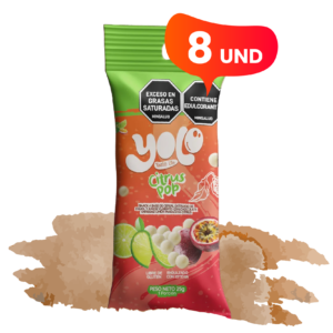 Citrus Pop | Snack saludable de Arroz y Frijol con Chocolate Blanco, Sabor Limón Maracuyá sin Azúcar x8