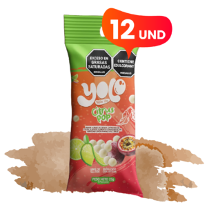 Citrus Pop | Snack saludable de Arroz y Frijol con Chocolate Blanco, Sabor Limón Maracuyá sin Azúcar (x12)