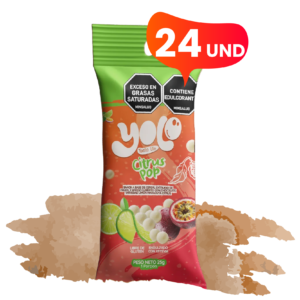 Citrus Pop | Snack saludable de Arroz y Frijol con Chocolate Blanco, Sabor Limón Maracuyá sin Azúcar (x24)