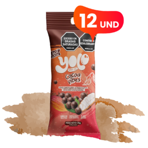 Cocoa Vibes | Snack saludable de arroz y frijol, chocolate saludable con cacao oscuro al 60% sin azúcar (x12)